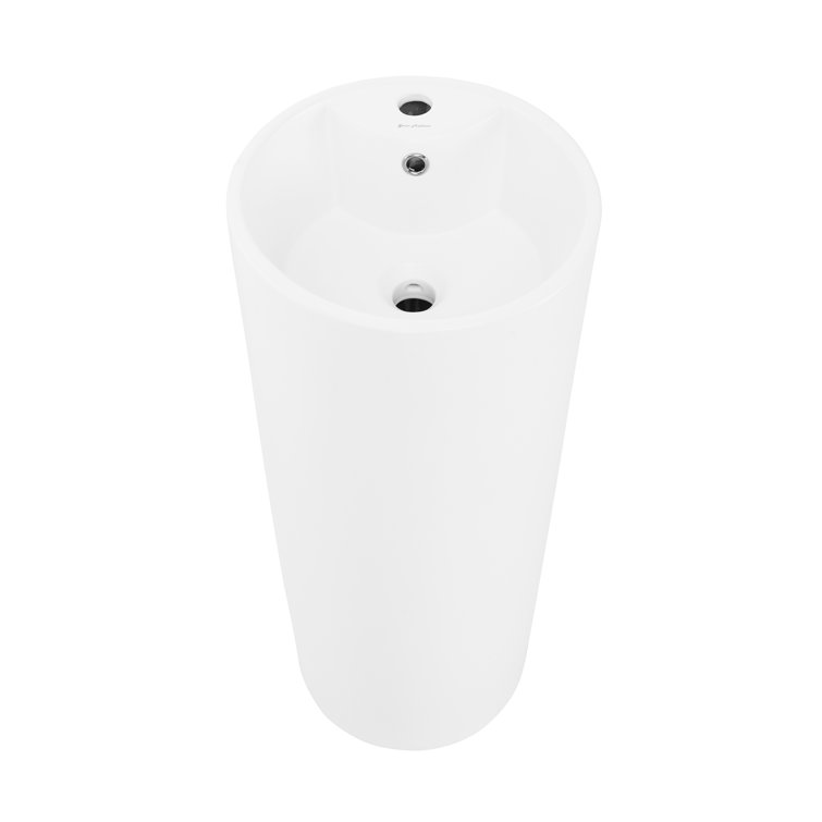 Monaco 33" Matte White Ceramic Pedestal Bathroom Sink