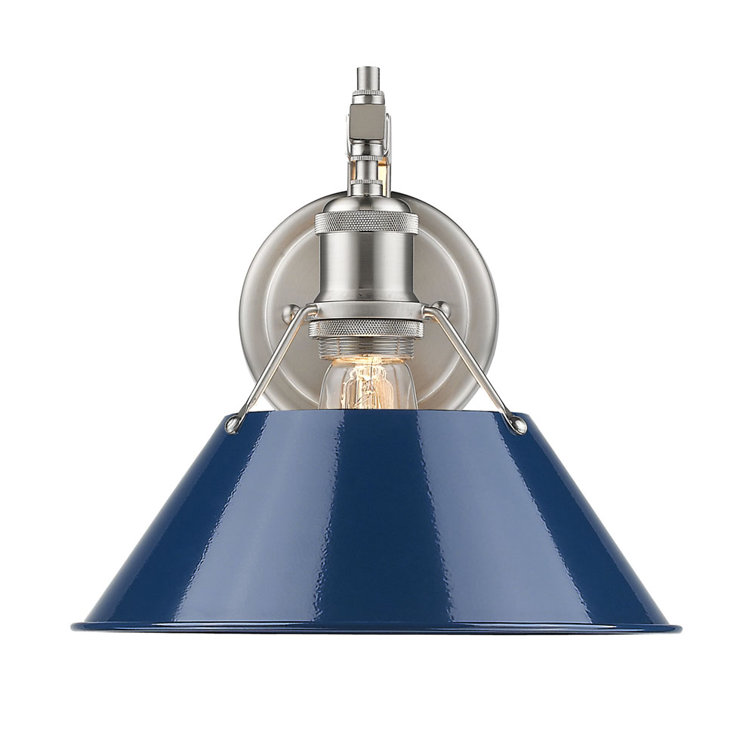 Orwell Pewter 10'' Transitional Sconce with Navy Shade