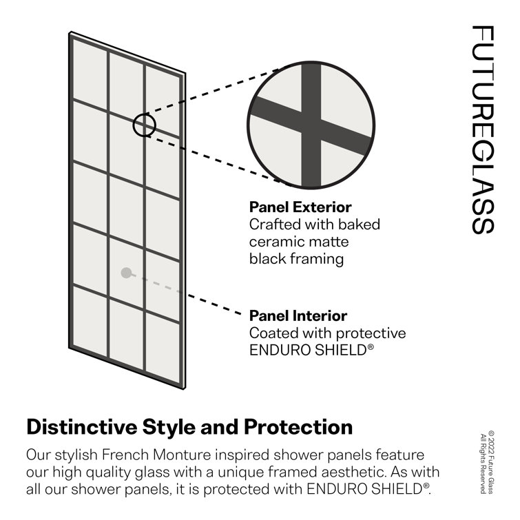 Esprit Matte Black Frameless Sliding Bathtub Door with Brass Hardware