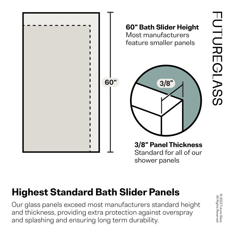 Esprit Matte Black Frameless Sliding Bathtub Door with Brass Hardware