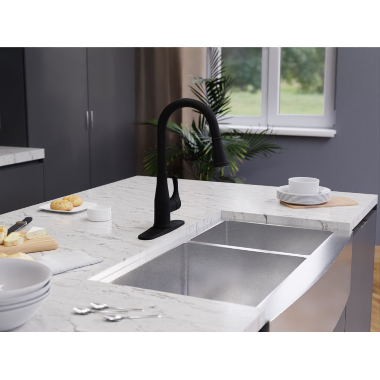 Matte Black Stainless Steel Touchless Pull-Down Kitchen Faucet