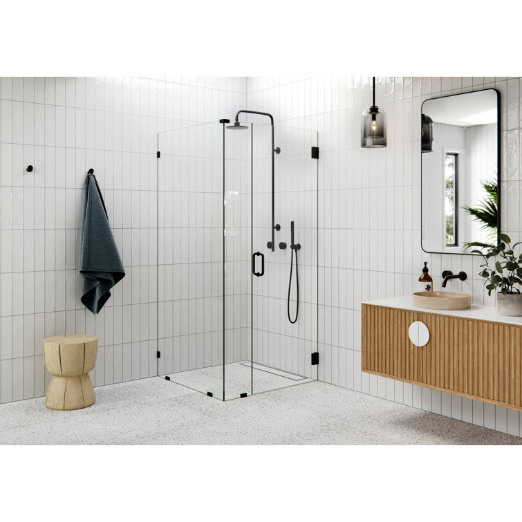 78" Frameless Glass Shower Enclosure with Matte Black Hardware