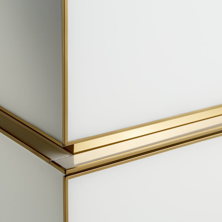 Torino Glam White Glass 3-Drawer Chest with Brass Accents