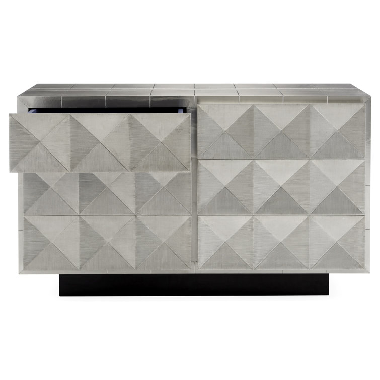 White Nickel-Plated Double Dresser with Soft Close Drawer