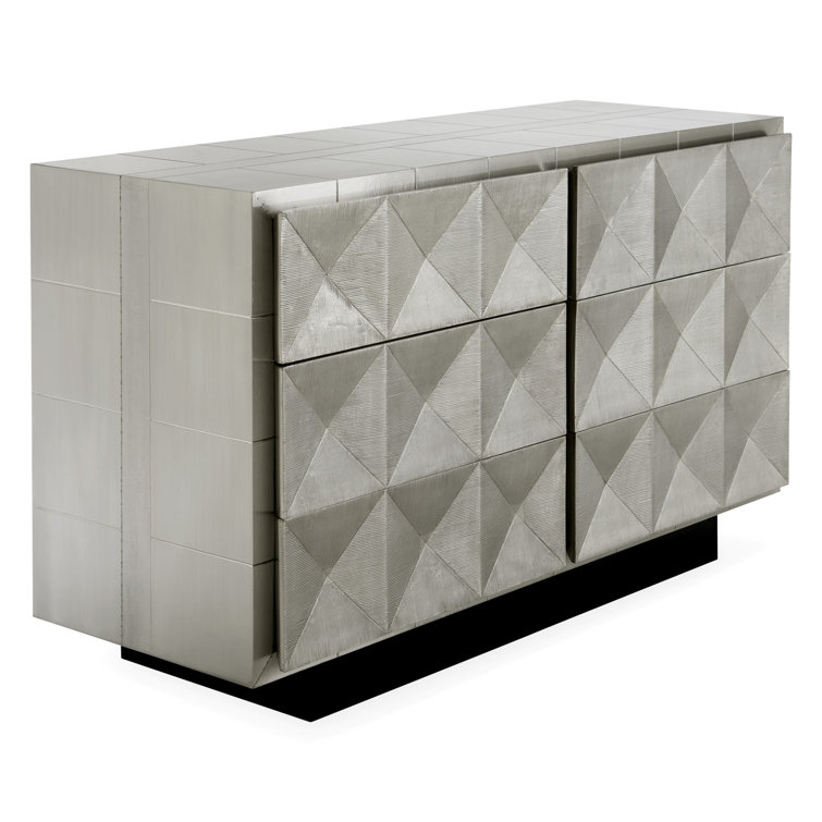 White Nickel-Plated Double Dresser with Soft Close Drawer