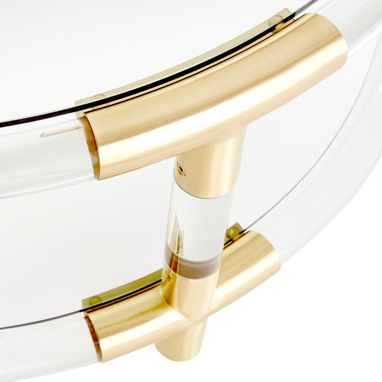 Jacques Clear Acrylic and Brushed Brass Round Coffee Table