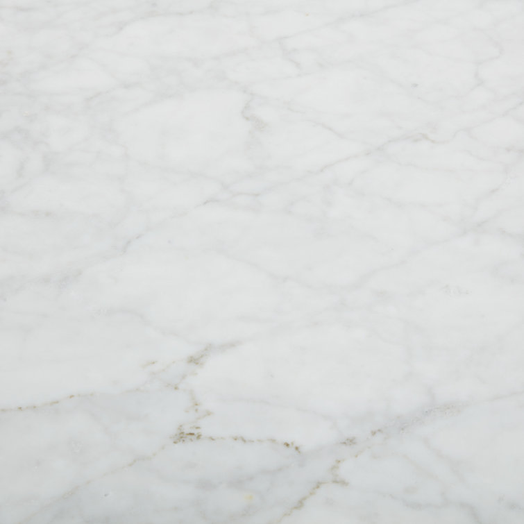 Oval White Marble and Oak Pedestal Dining Table