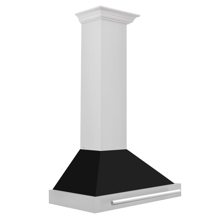 30" Stainless Steel and Black Matte Wall Mounted Range Hood