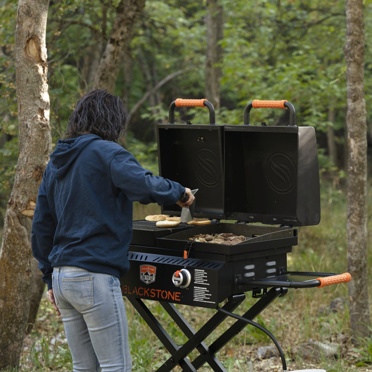 Black 49" Propane Outdoor Griddle with Stainless Steel Burners