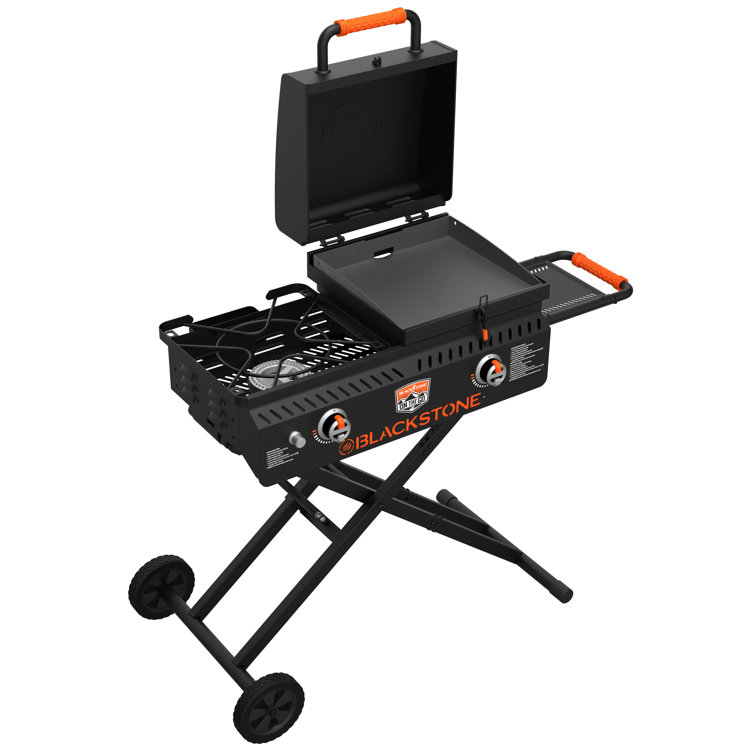 Black 49" Propane Outdoor Griddle with Stainless Steel Burners