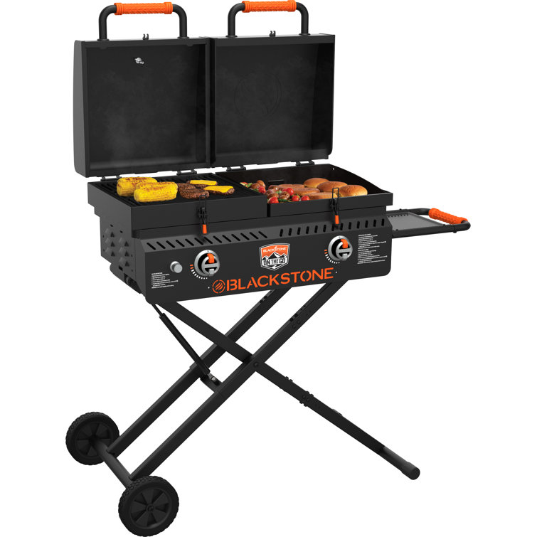 Black 49" Propane Outdoor Griddle with Stainless Steel Burners