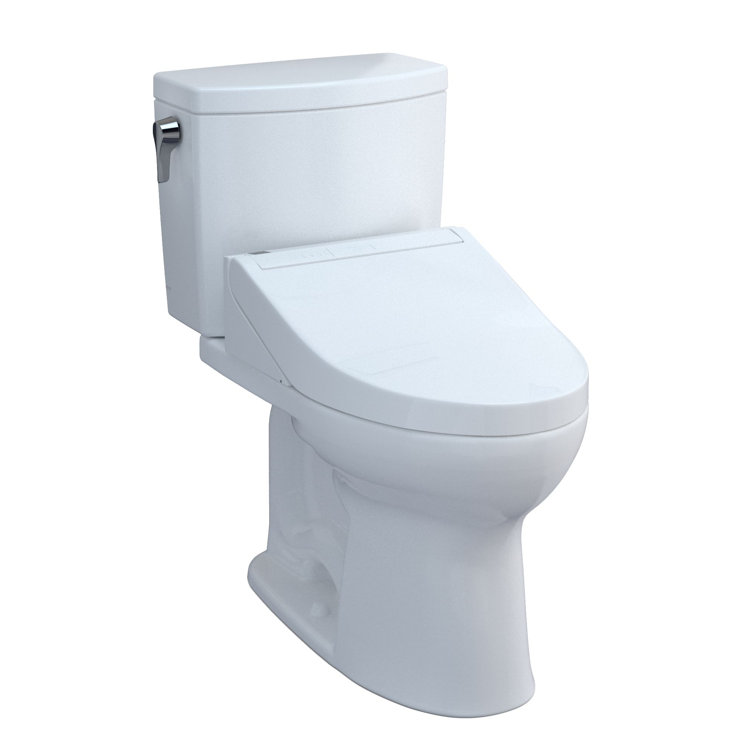 White Elongated Two-Piece High Efficiency Bidet Toilet