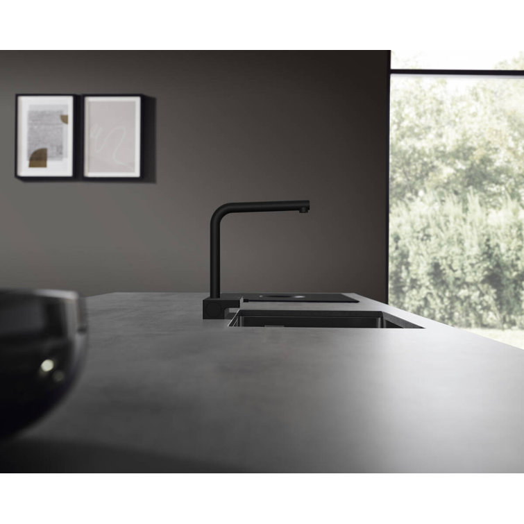 Transitional Nickel Pull-Out Kitchen Faucet with Laminar and SatinFlow Spray