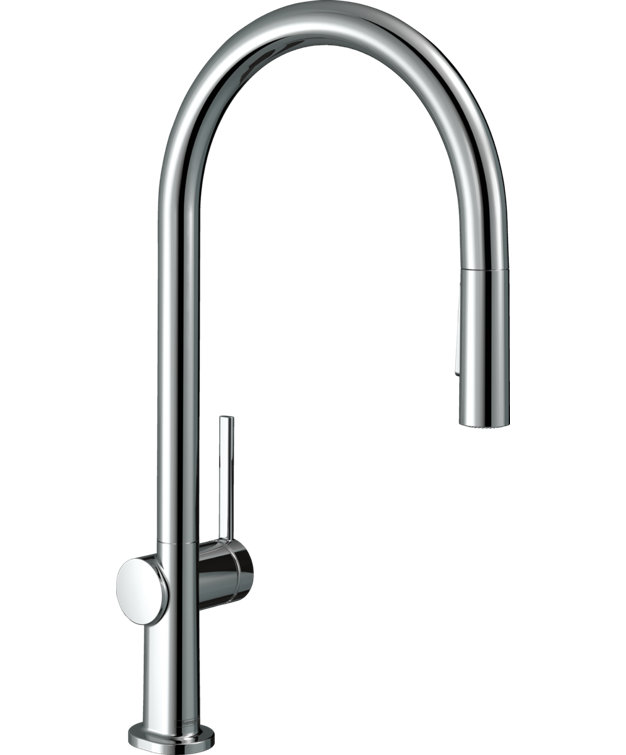 Talis N 17" Steel Optik Modern Pull-Down Kitchen Faucet with Dual Spray
