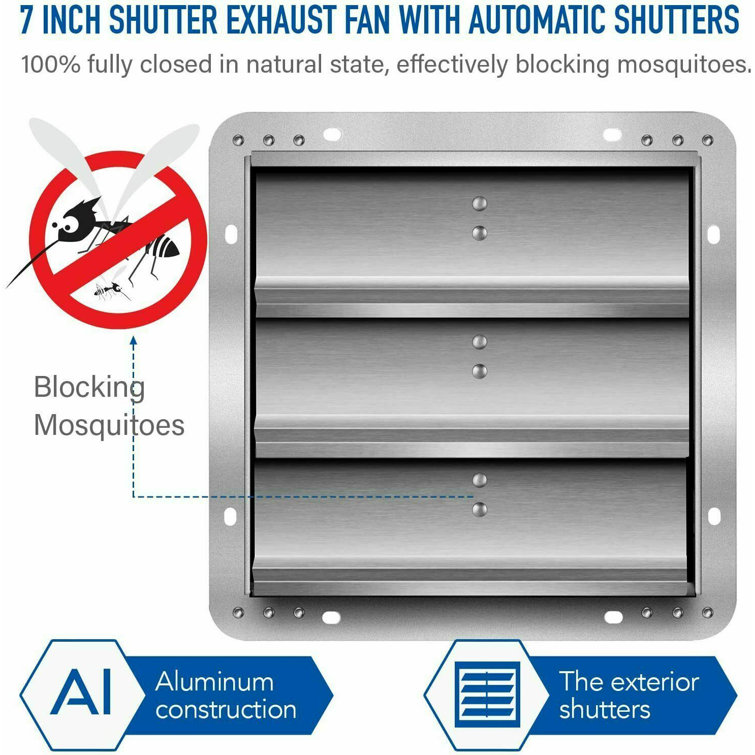 7 Inch Silver Aluminum Wall Mounted Exhaust Fan