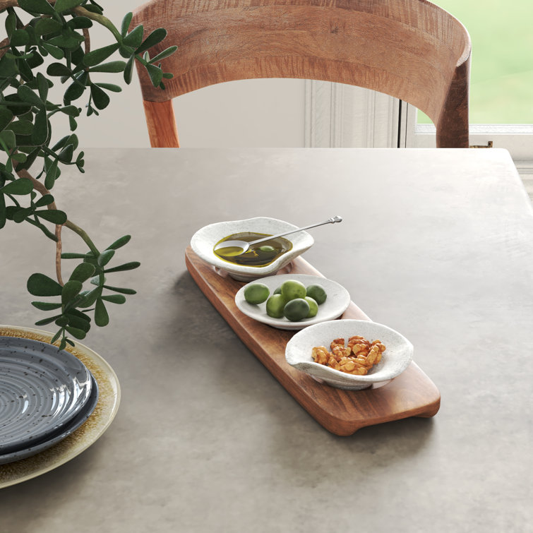 Acacia Wood Tray for Dip Bowls, 31 x 10 cm