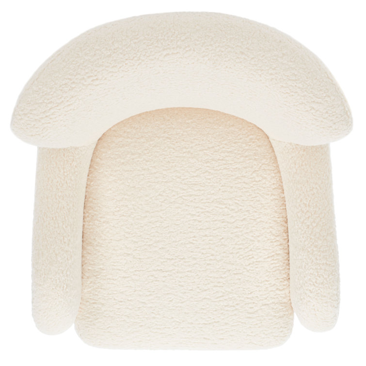 Ivory Faux Lambs Wool Upholstered Wingback Armchair