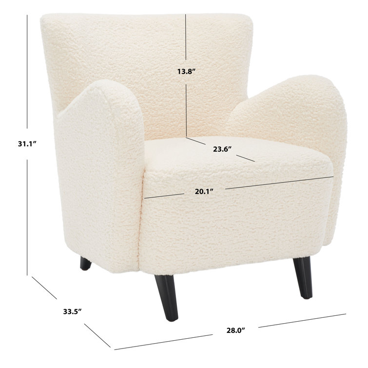 Ivory Faux Lambs Wool Upholstered Wingback Armchair