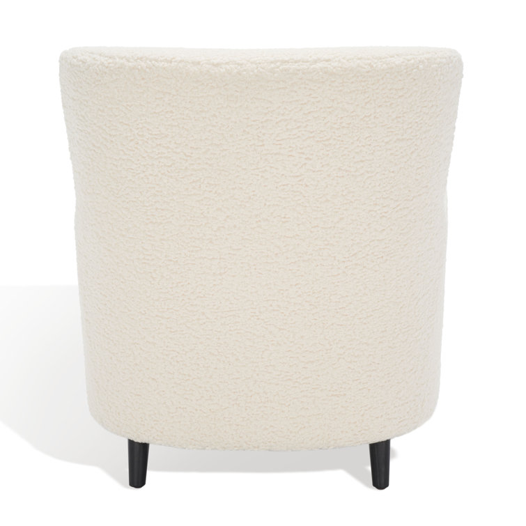 Ivory Faux Lambs Wool Upholstered Wingback Armchair