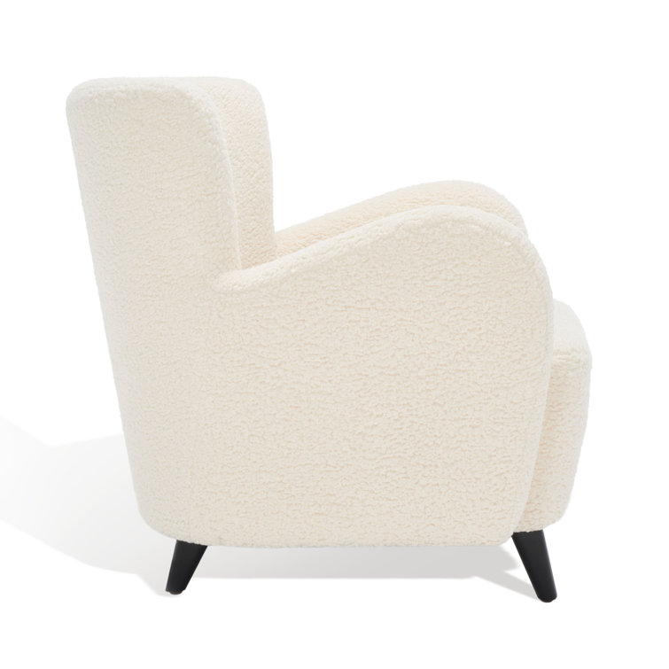 Ivory Faux Lambs Wool Upholstered Wingback Armchair