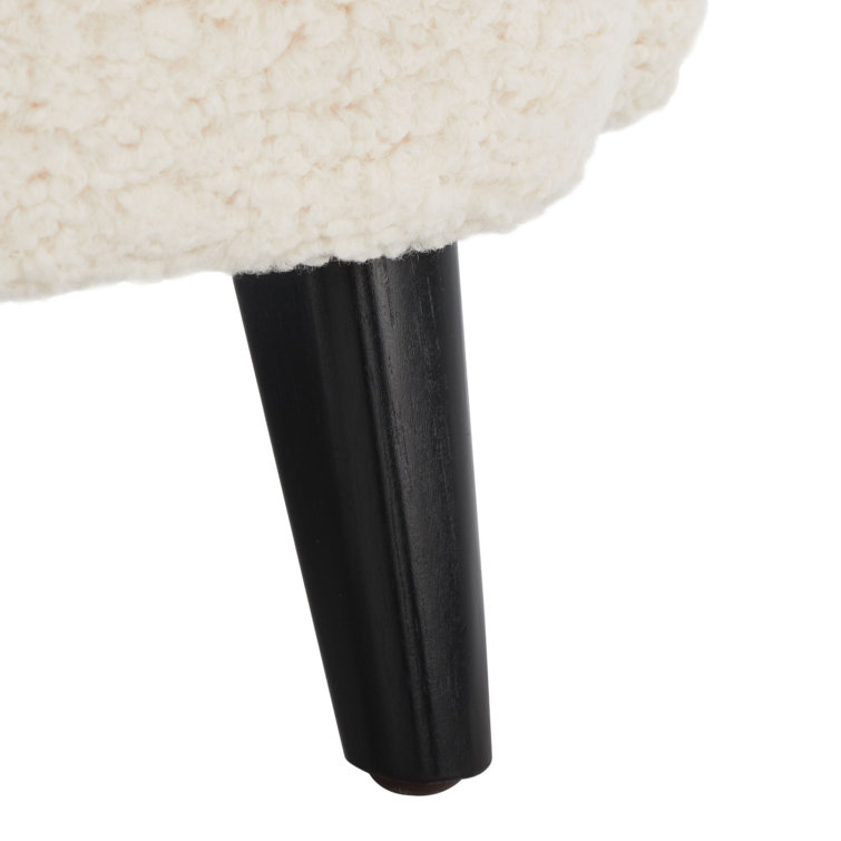 Ivory Faux Lambs Wool Upholstered Wingback Armchair