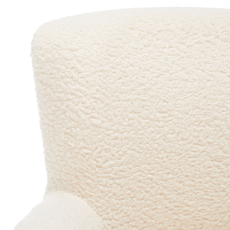Ivory Faux Lambs Wool Upholstered Wingback Armchair