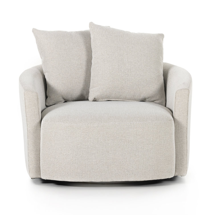 Delta Bisque Swivel Armchair with Pillow Cushions