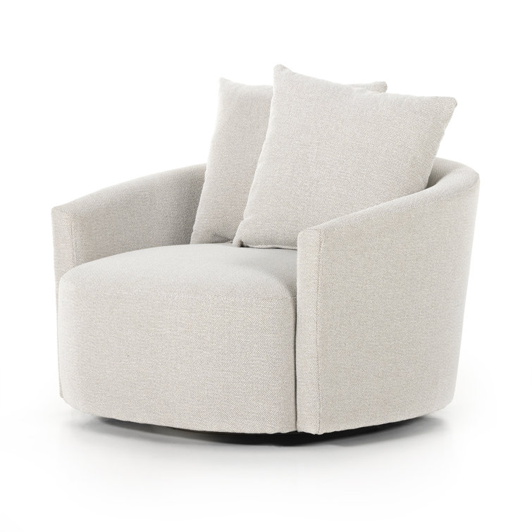 Delta Bisque Swivel Armchair with Pillow Cushions