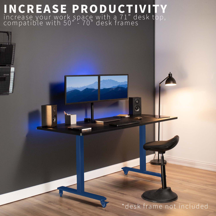 59-Inch Black Particle Board Sit-Stand Desk Top