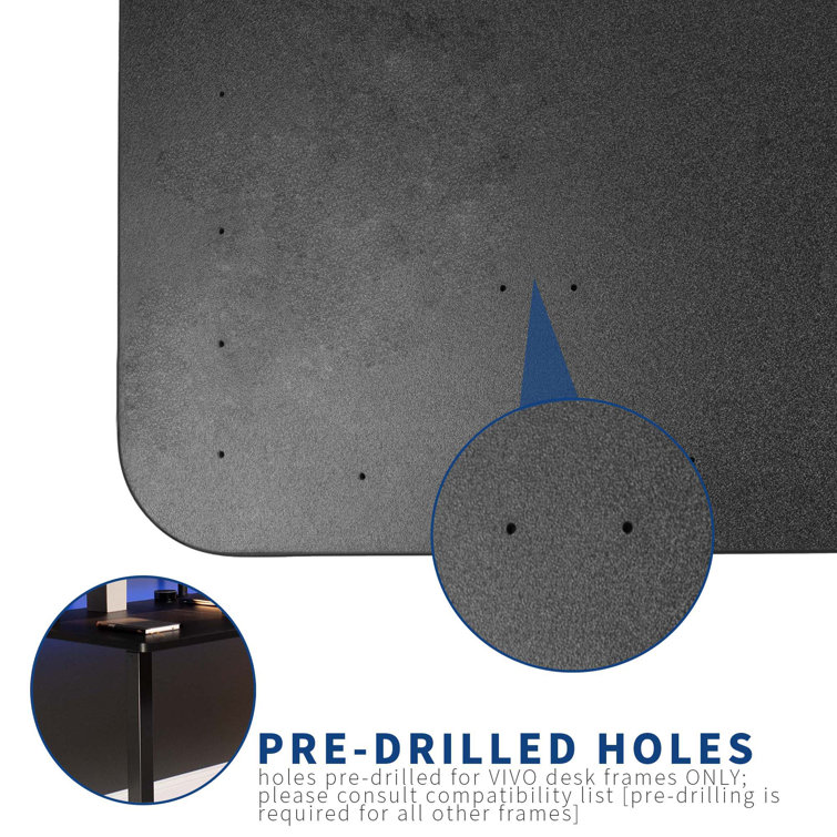 59-Inch Black Particle Board Sit-Stand Desk Top