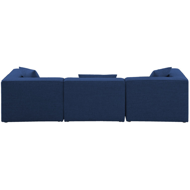 Cube 108'' Navy Blue Linen Three Piece Sectional