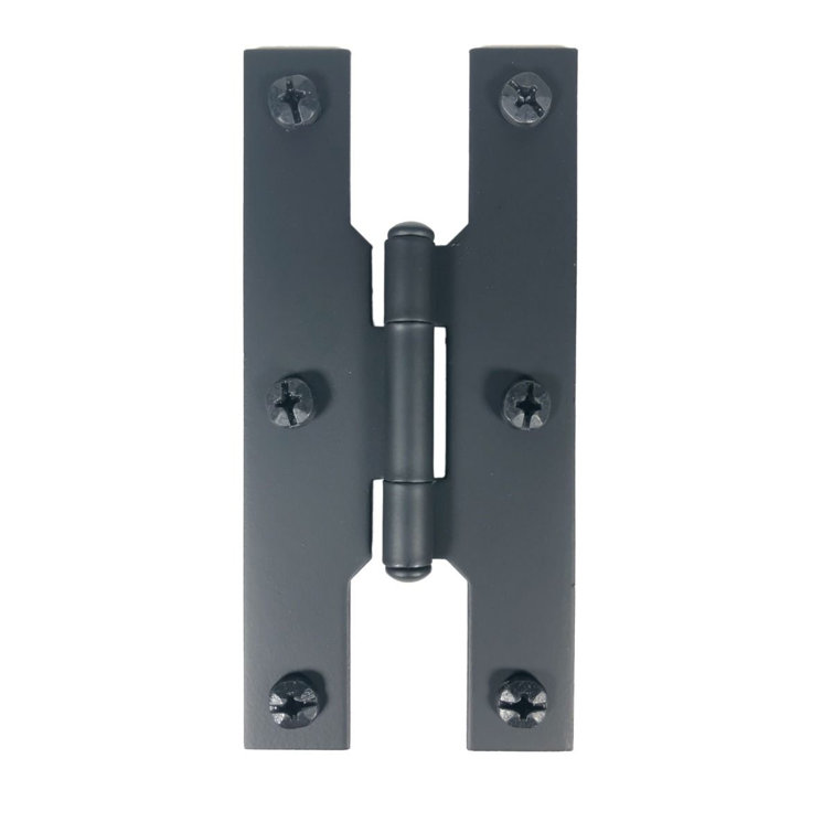 4" Black Iron H-Shaped Flush Mount Cabinet Hinges