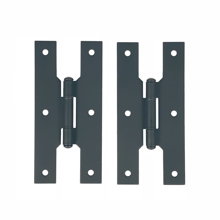 4" Black Iron H-Shaped Flush Mount Cabinet Hinges