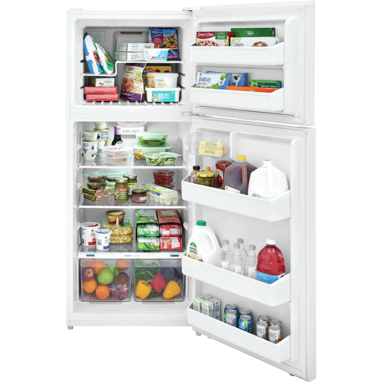 White Compact Top Freezer Refrigerator with Ice Maker