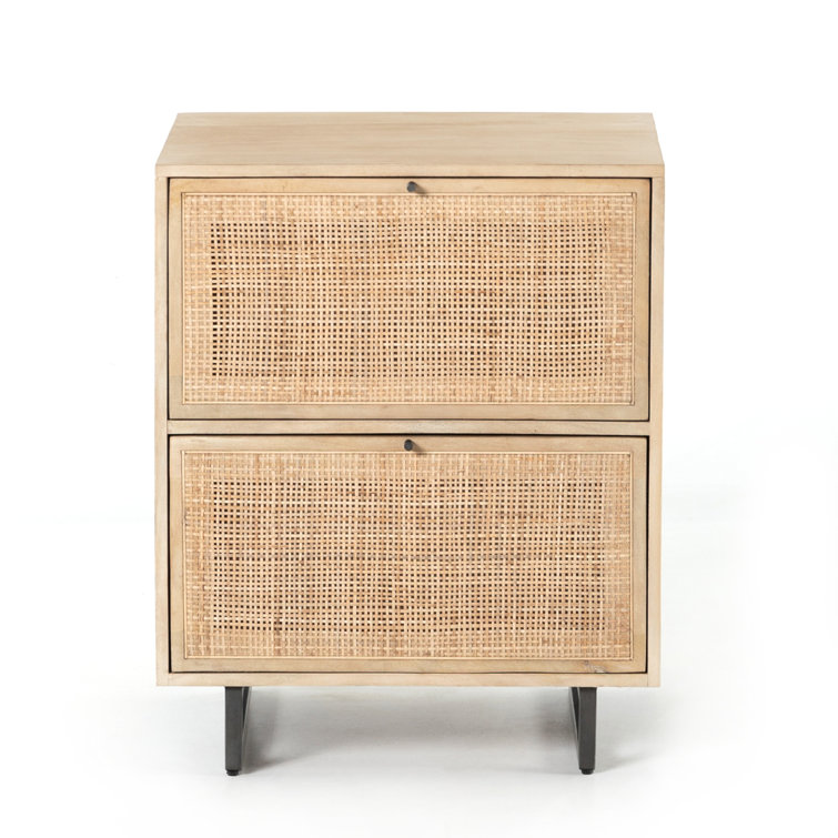 Contemporary Yellow Mango & Cane 2-Drawer Filing Cabinet