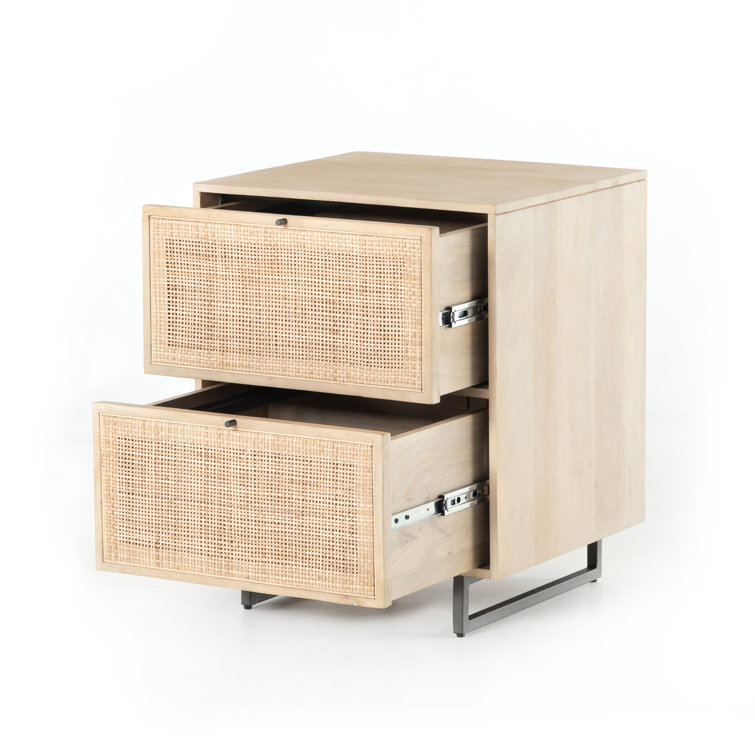 Contemporary Yellow Mango & Cane 2-Drawer Filing Cabinet