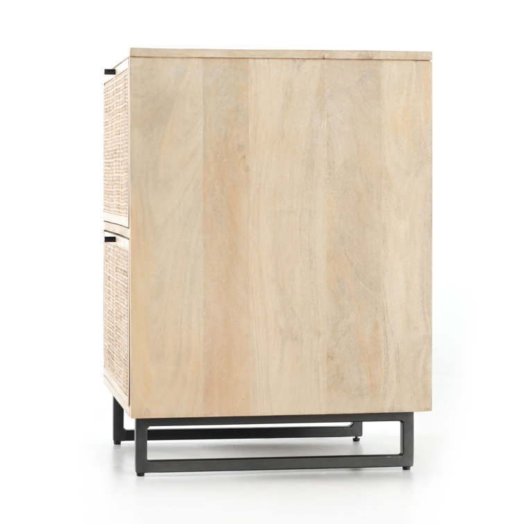 Contemporary Yellow Mango & Cane 2-Drawer Filing Cabinet