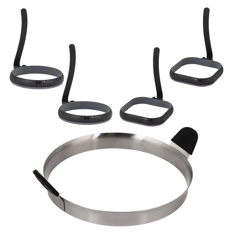 Black and Silver Stainless Steel Egg and Omelet Ring Kit