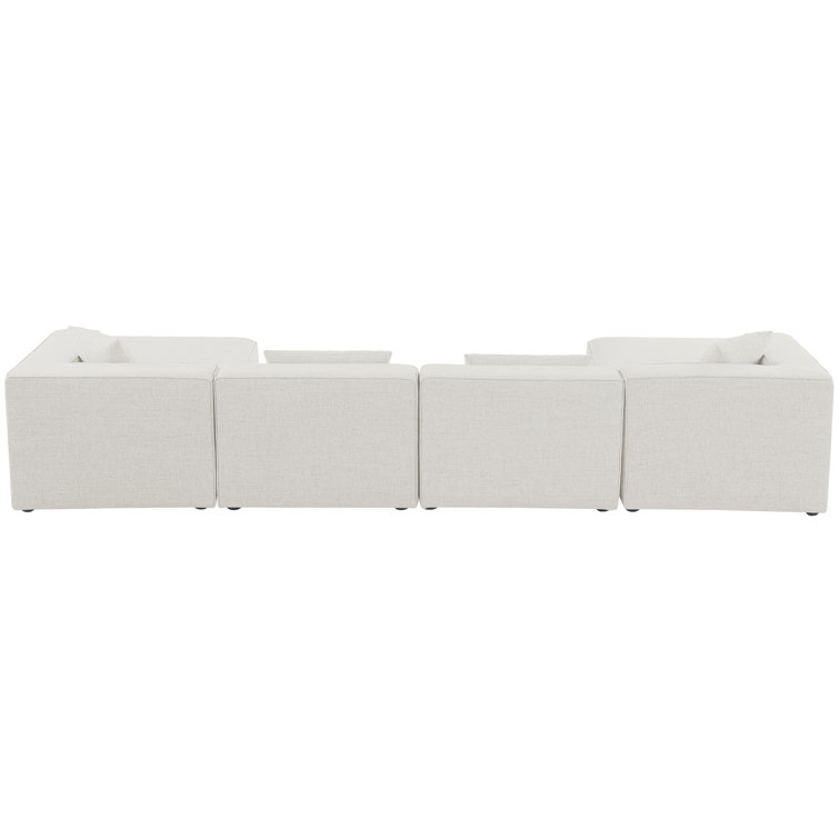 Cream Linen Six-Piece Modular Sectional Sofa