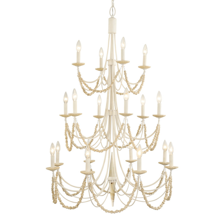 Brentwood Country White Crystal Beaded 18-Light Chandelier