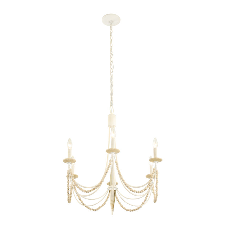 Brentwood Coastal Elegance 6-Light White Crystal Chandelier