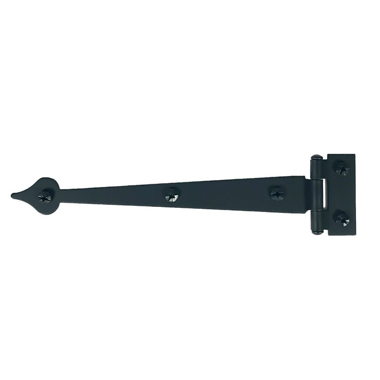 6-1/2" Black Iron Flush-Mount Heart Strap Hinges, Pair