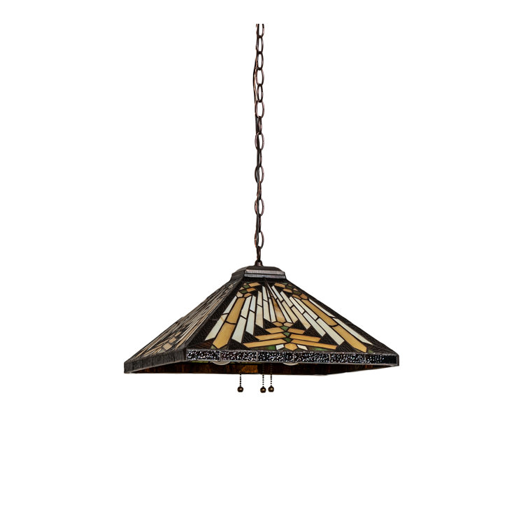 Nuevo Mission 17" Square Handcrafted Glass Pendant in Mahogany Bronze