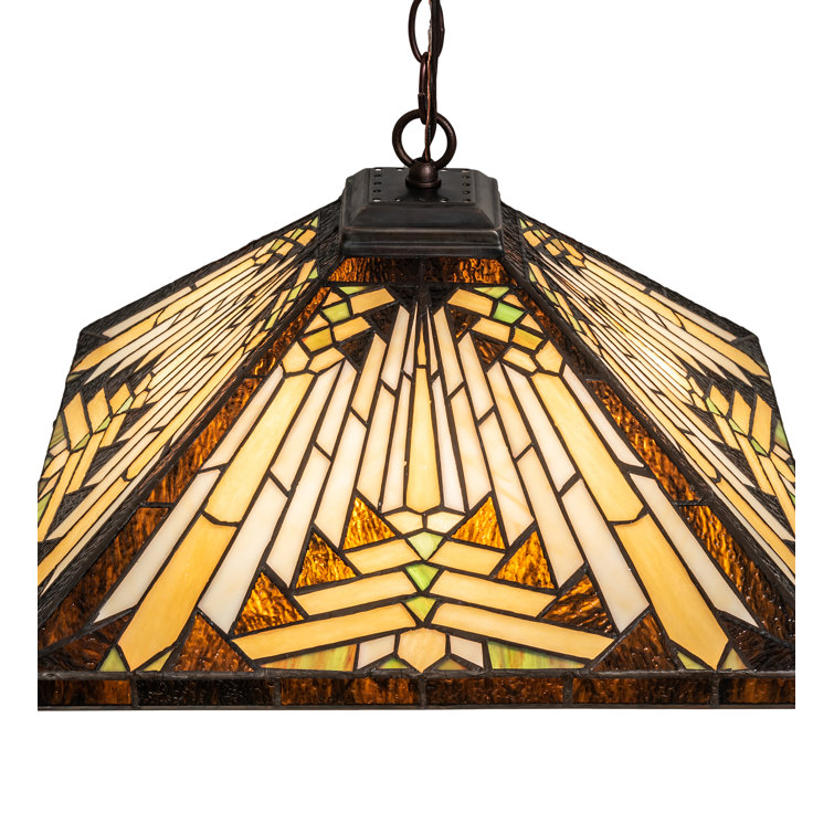 Nuevo Mission 17" Square Handcrafted Glass Pendant in Mahogany Bronze