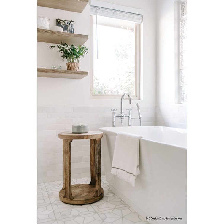 Bianco Geometric Marble Mosaic Tile with Honed Finish
