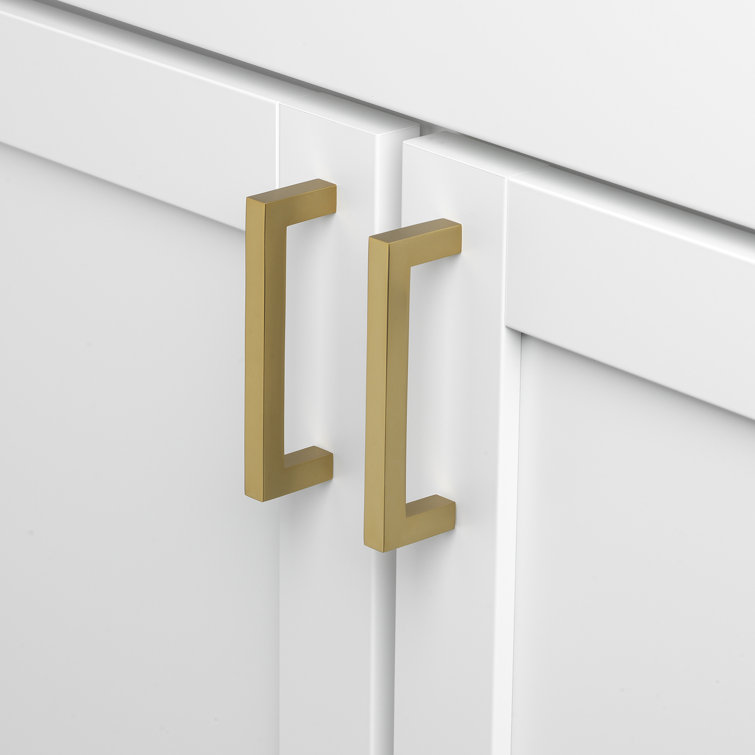 Brass Gold Solid Square Bar Cabinet Pulls, 5-inch Pack of 10