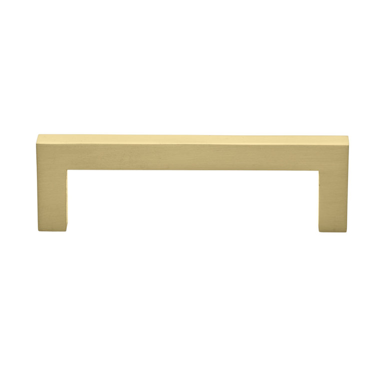 Satin Gold Brushed Metal Square Bar Pull with Mounting Hardware