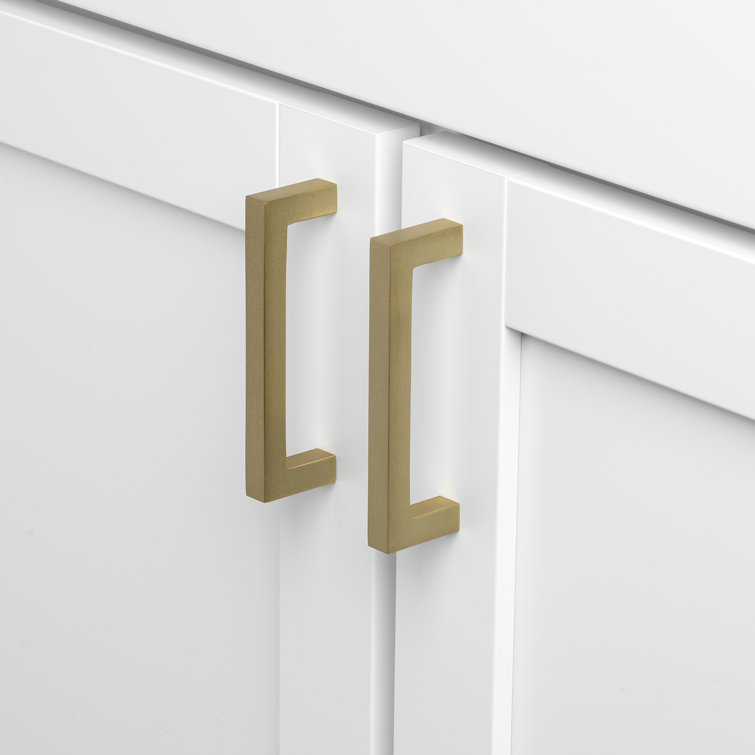 Satin Gold Brushed Metal Square Bar Pull with Mounting Hardware