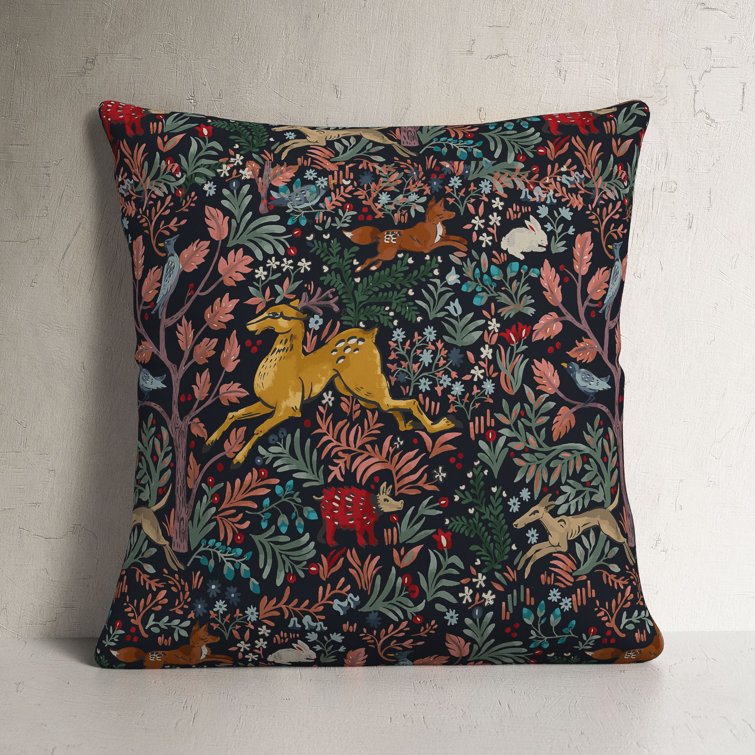 18" x 18" Navy Forest-Inspired Polyester Outdoor Throw Pillow