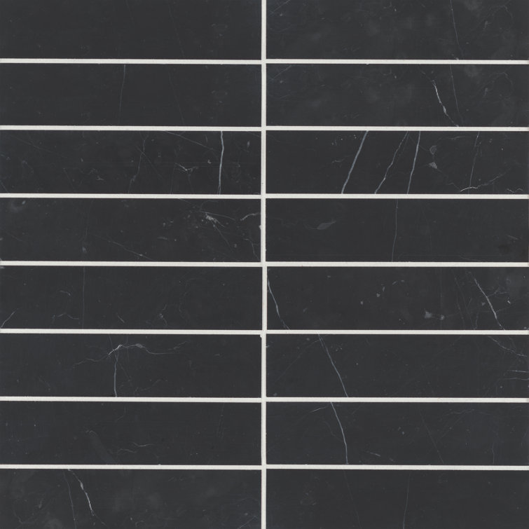 Nero Marquina Black Marble 2'' x 8'' Honed Tile